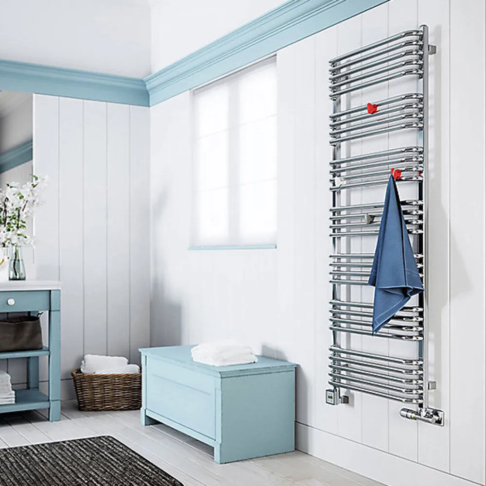 Sèche-Serviettes Mixte|Matisere Sèche-serviette mixte chromé de 1580mm de haut / 600mm de large - 739 Watt - POL1580/600V2CRO