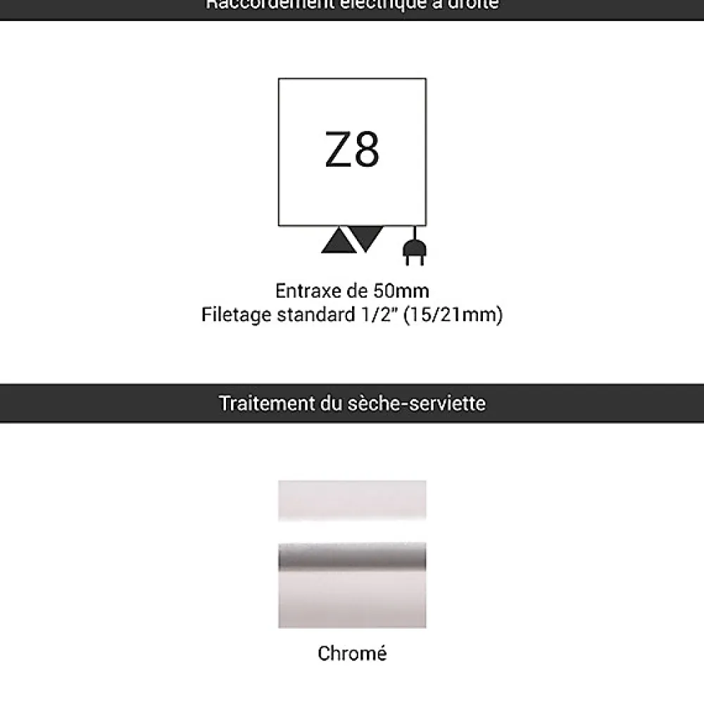 Sèche-Serviettes Mixte|Matisere Sèche-serviette mixte chromé de 540mm de haut / 400mm de large - 167 Watt - ALE540/400Z8CRO