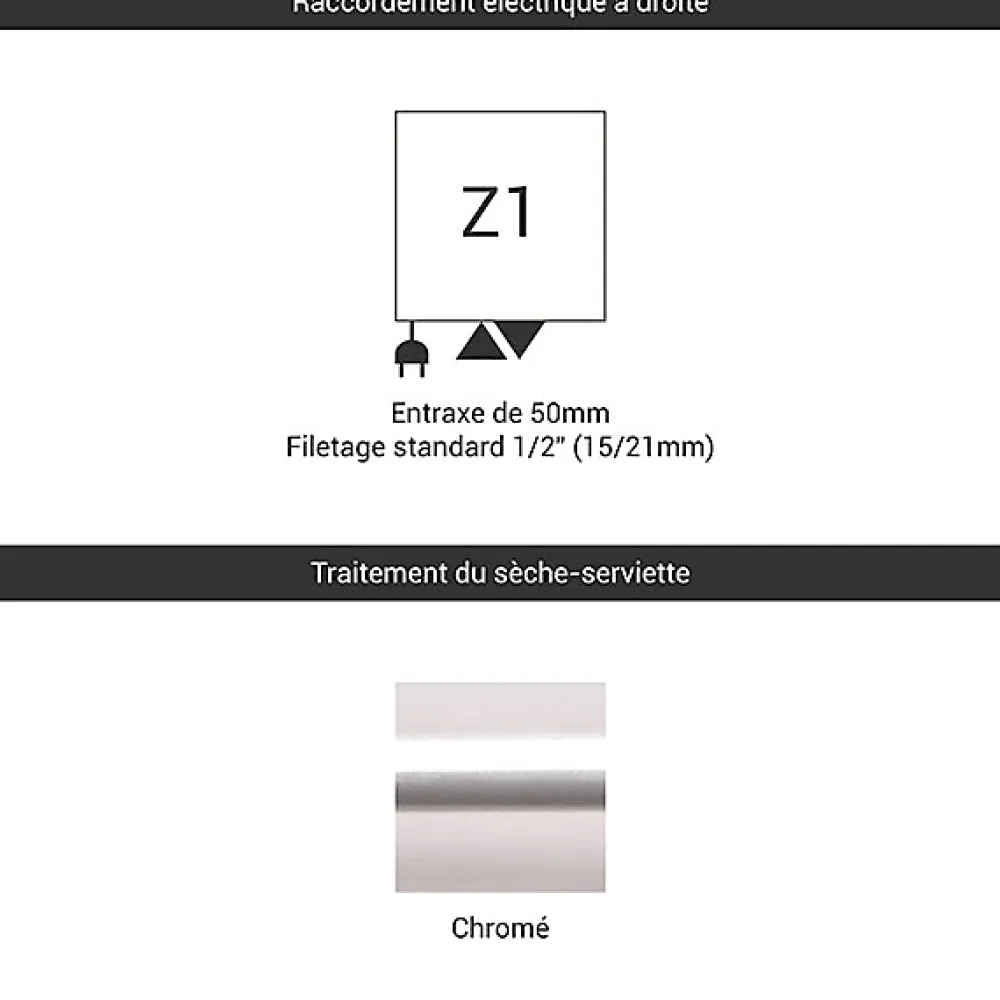 Sèche-Serviettes Mixte|Matisere Sèche-serviette mixte chromé de 1580mm de haut / 500mm de large - 556 Watt - ALE1580/500Z1CRO