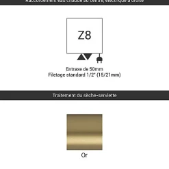 Matisere Sèche-serviette mixte doré de 540mm de haut et 300mm de large - 180 Watt - ALE540/300Z8BRA
