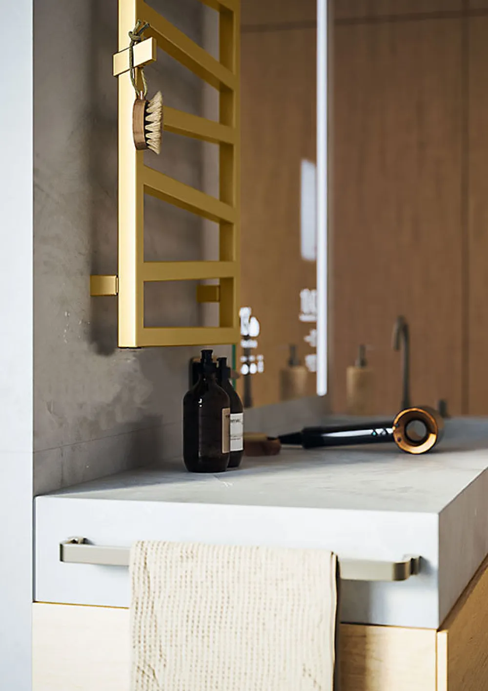 Sèche-Serviettes Mixte|Matisere Sèche-serviette mixte doré de 1545mm de haut et 500mm de large - 581 Watt - ZIG1545/500V2BRA