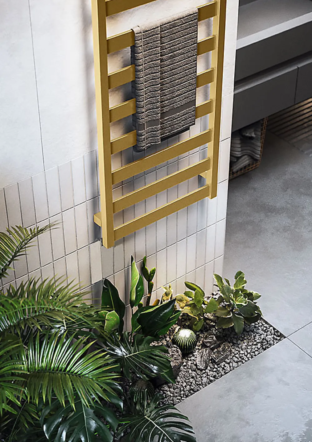 Sèche-Serviettes Mixte|Matisere Sèche-serviette mixte doré de 1150mm de haut et 400mm de large - 366 Watt - VIV1150/400V2BRA
