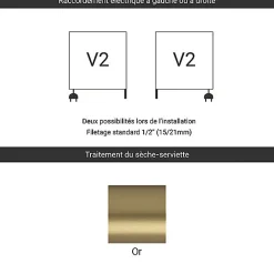 Sèche-Serviettes Mixte|Matisere Sèche-serviette mixte doré de 1380mm de haut et 680mm de large - 757 Watt - FIO1380/680V2BRA