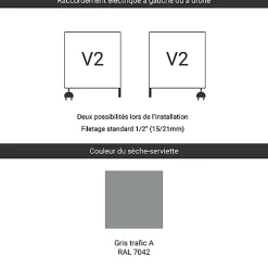 Sèche-Serviettes Mixte|Matisere Sèche-serviette mixte gris de 1140mm de haut et 700mm de large - 776 Watt - LIM1140/700V27042