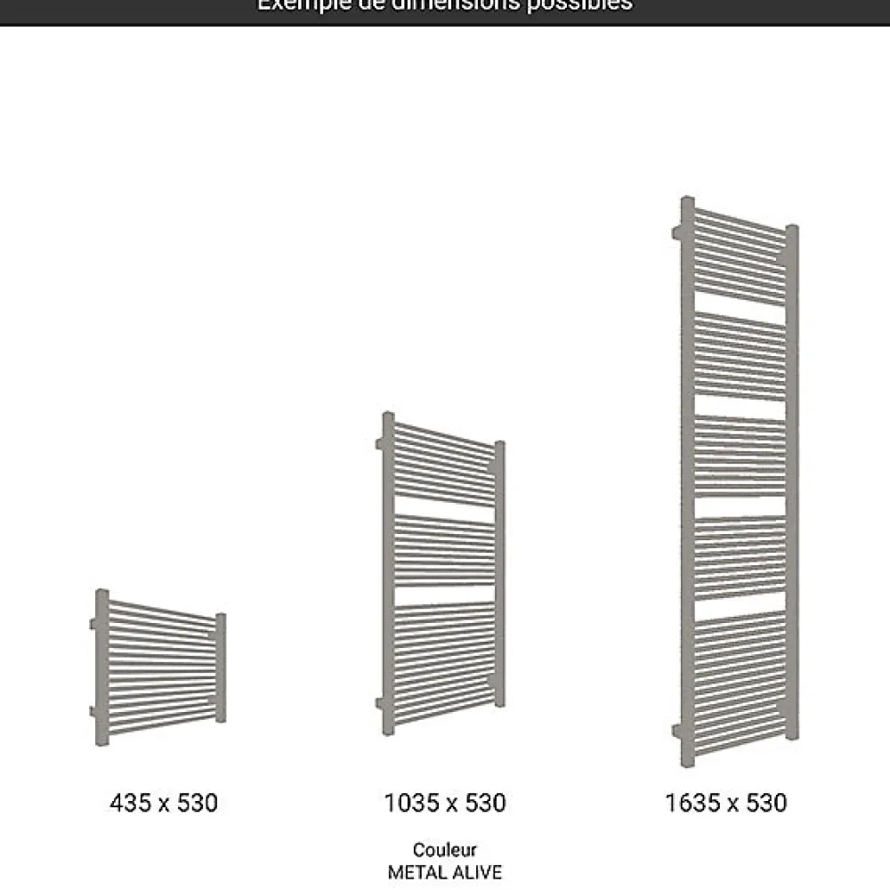 Matisere Sèche-serviette mixte gris de 1460mm de haut et 230mm de large - 367 Watt - MIK1460/230Z1MAV