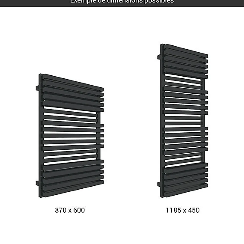 Matisere Sèche-serviette mixte noir - (HxL) 1185x600 mm - 1000 Watt - 1071 Watt - QUA1185-600BV2N