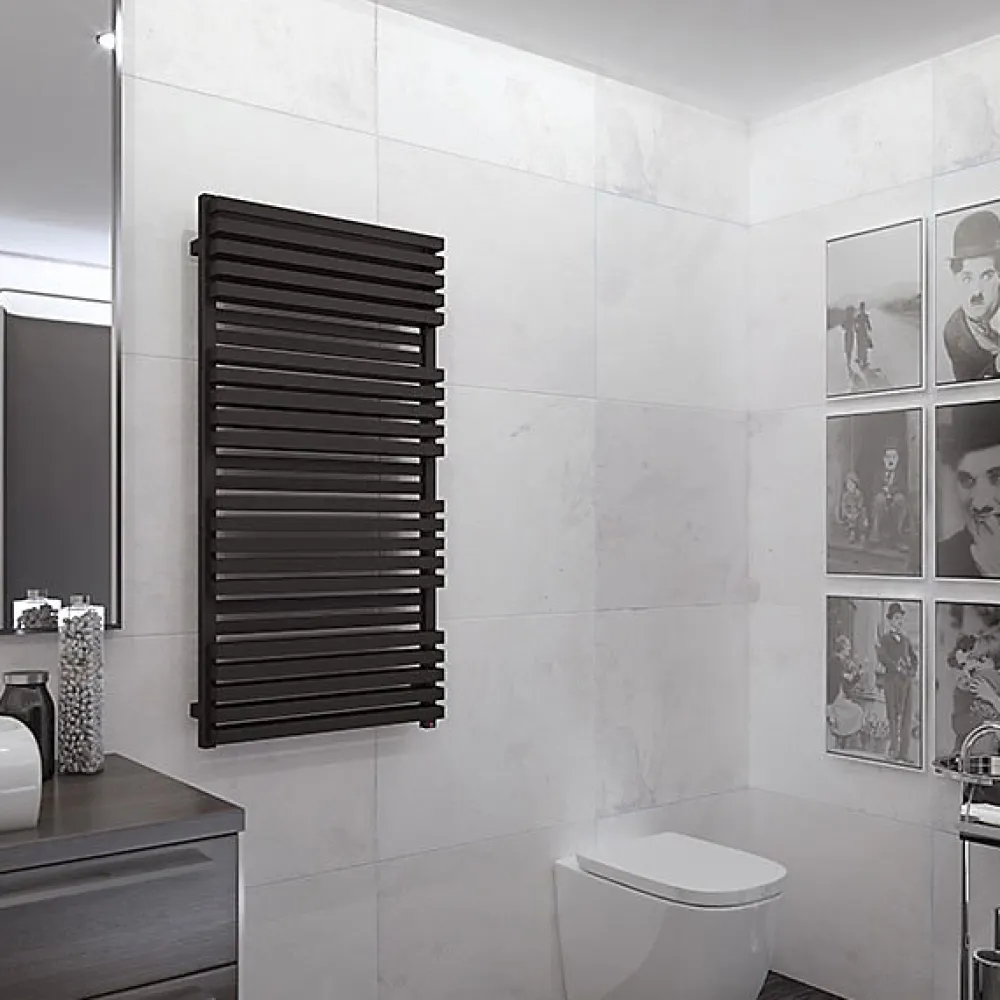 Matisere Sèche-serviette mixte noir - (HxL) 1185x600 mm - 1000 Watt - 1071 Watt - QUA1185-600BV2N