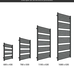 Sèche-Serviettes Mixte|Matisere Sèche-serviette mixte noir - (HxL) 1680x630 mm - 1000 Watt - 957 Watt - MAR1680-630V2N