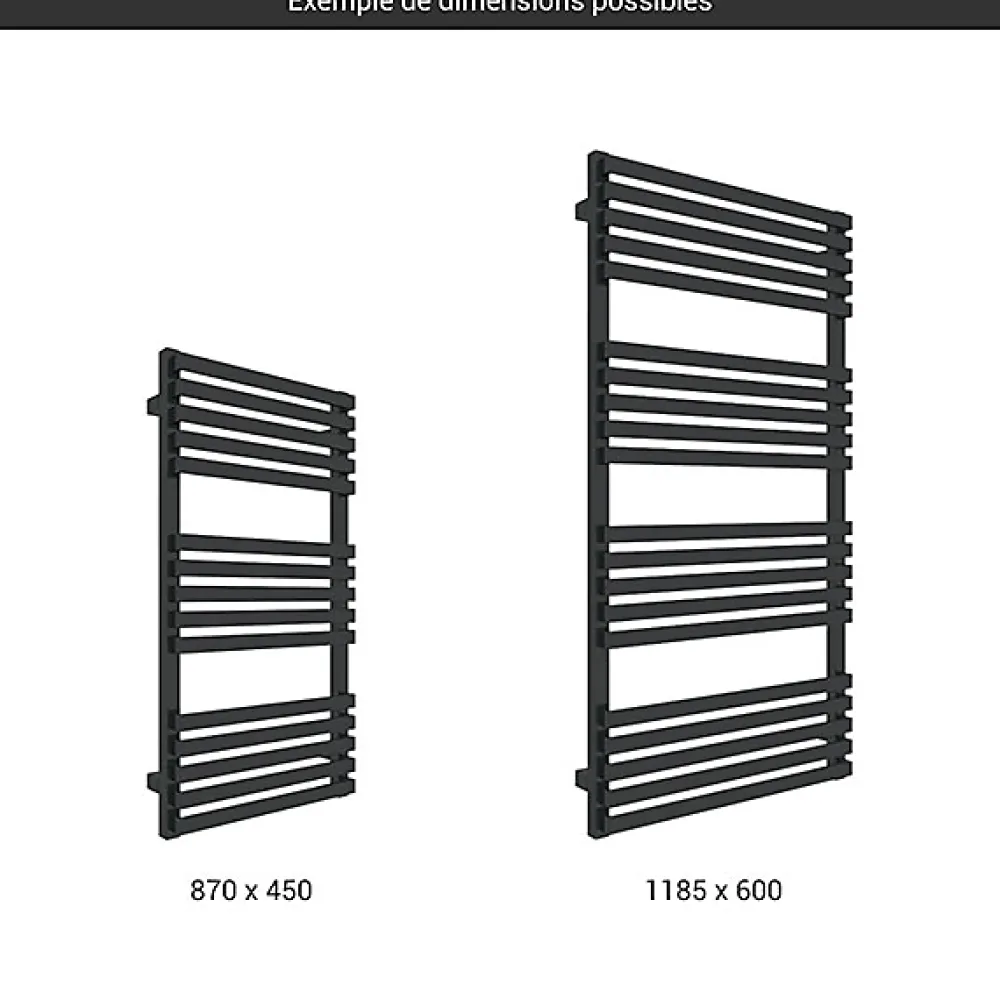 Matisere Sèche-serviette mixte noir - (HxL) 870x450 mm - 400 Watt - 402 Watt - QUA870-450SV2N