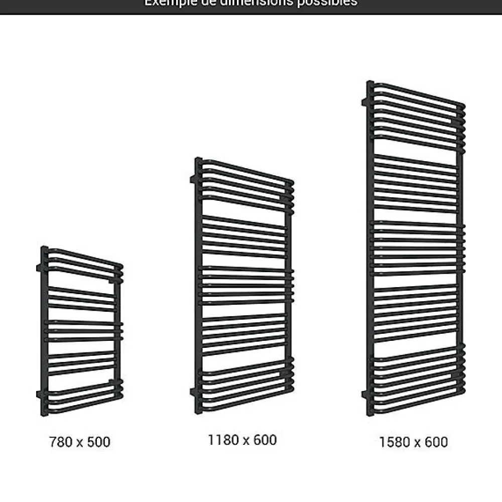 Matisere Sèche-serviette mixte noir - (HxL) 1180x500 mm - 600 Watt - 650 Watt - POL1180-500V2N