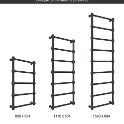 Sèche-Serviettes Mixte|Matisere Sèche-serviette mixte Noir de 1540mm de haut et 504 mm de large - 390 Watt - RET1540/504V2N
