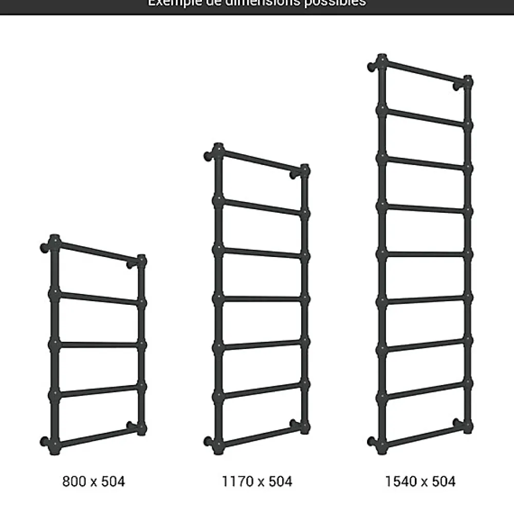 Sèche-Serviettes Mixte|Matisere Sèche-serviette mixte Noir de 1540mm de haut et 504 mm de large - 390 Watt - RET1540/504V2N