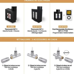 Sèche-Serviettes Mixte|Matisere Sèche-serviette mixte Noir de 1540mm de haut et 504 mm de large - 390 Watt - RET1540/504V2N
