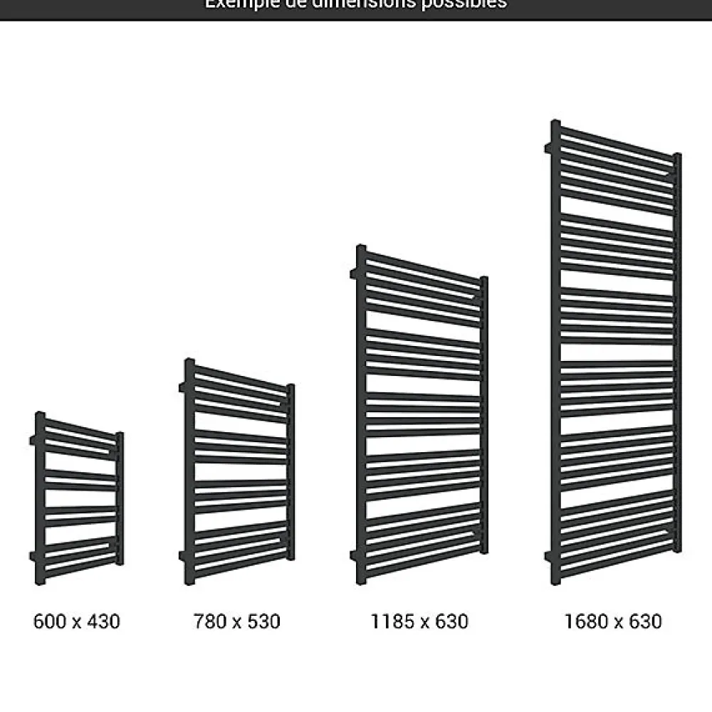 Sèche-Serviettes Mixte|Matisere Sèche-serviette mixte noir - (HxL) 600x630 mm - 400 Watt - 358 Watt - MAR600-630Z1N