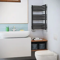 Matisere Sèche-serviette mixte noir de 735mm de haut et 350mm de large - 375 Watt - INC735/350V2N