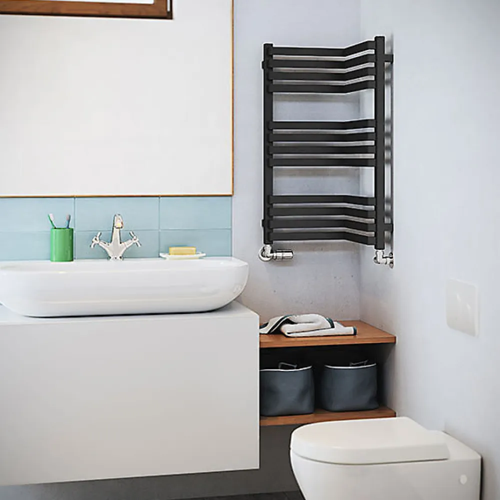 Matisere Sèche-serviette mixte noir de 735mm de haut et 350mm de large - 375 Watt - INC735/350V2N