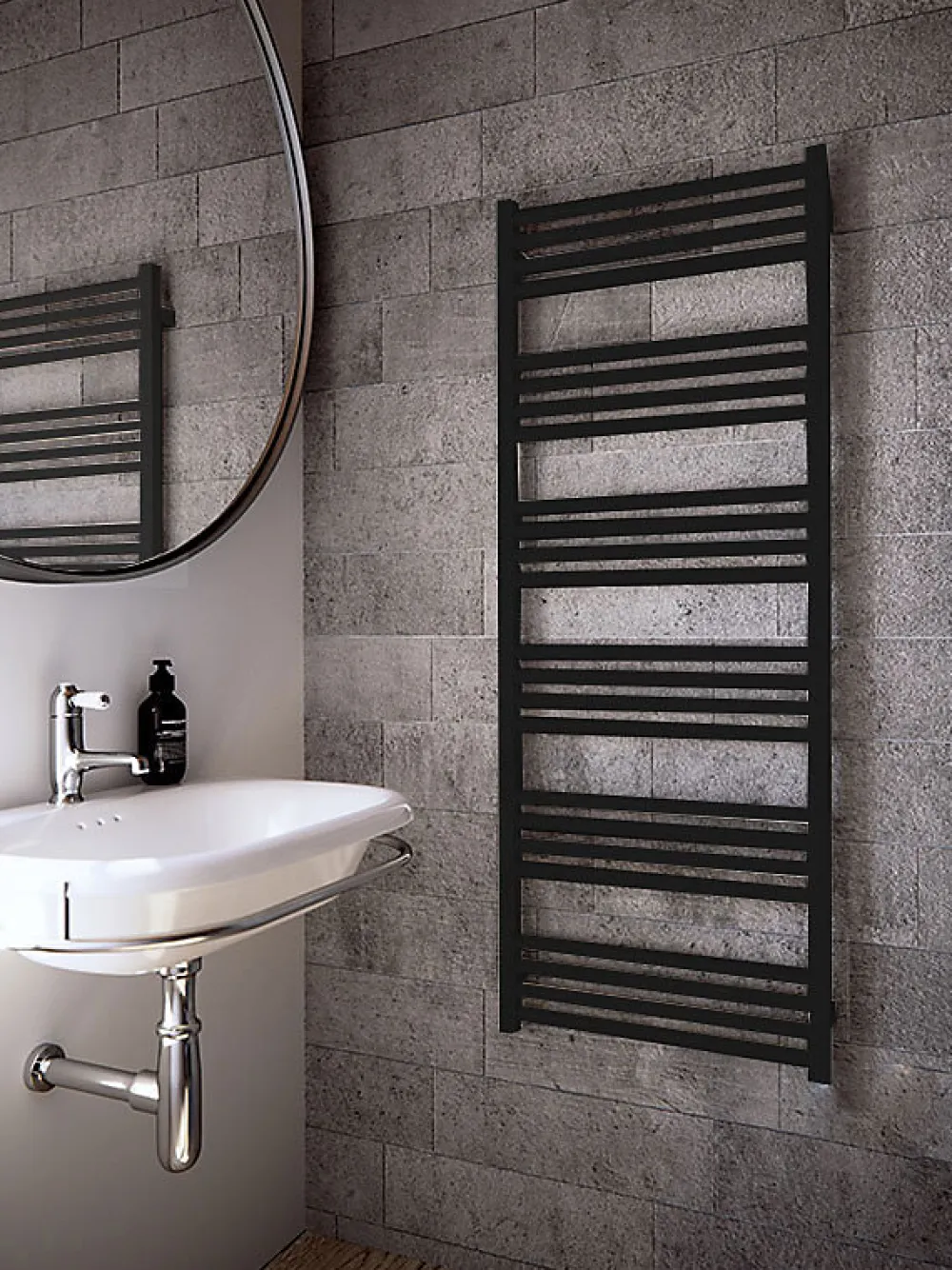 Matisere Sèche-serviette mixte noir - (HxL) 1140x600 mm - 600 Watt - 566 Watt - FIO1140-600Z1N