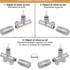 Matisere Sèche-serviette mixte noir - (HxL) 1080x500 mm - 400 Watt - 396 Watt - SIM1080-500V2N