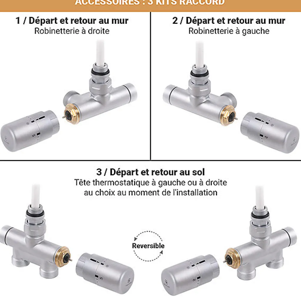 Matisere Sèche-serviette mixte noir - (HxL) 1080x500 mm - 400 Watt - 396 Watt - SIM1080-500V2N