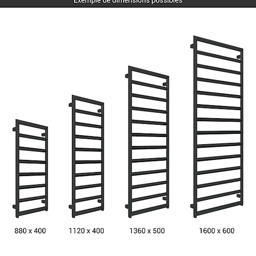 Sèche-Serviettes Mixte|Matisere Sèche-serviette mixte noir - (HxL) 1600x500 mm - 600 Watt - 563 Watt - DIA1600-500V2N