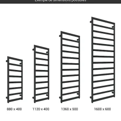 Sèche-Serviettes Mixte|Matisere Sèche-serviette mixte noir - (HxL) 1360x600 mm - 500 Watt - 554 Watt - DIA1360-600Z8N
