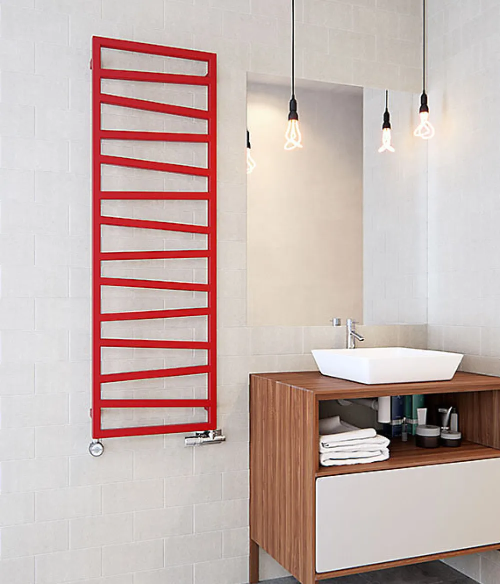 Sèche-Serviettes Mixte|Matisere Sèche-serviette mixte rouge trafic de 1070mm de haut et 500mm de large - 418 Watt - ZIG1070/500Z83020