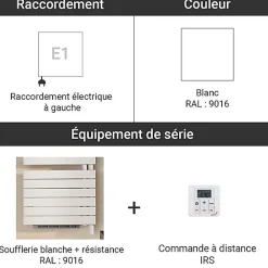 Matisere Sèche-serviette soufflant blanc de 874mm de haut - 550mm de large - 1000 Watt - ROFEL-09-55/IFS/B