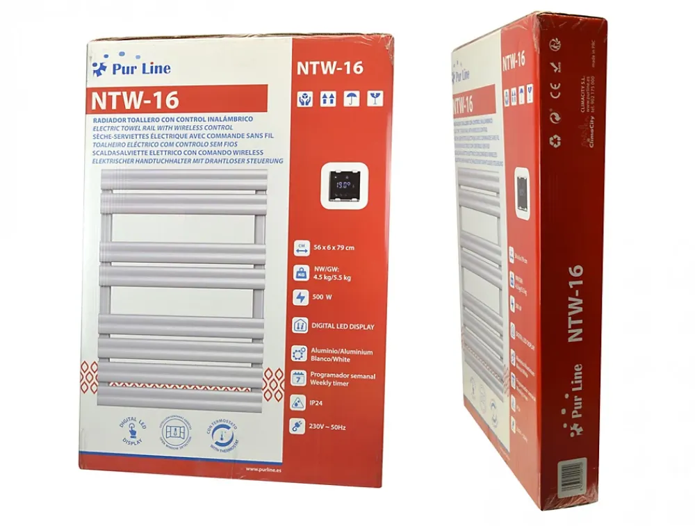 Pureline Sèche-serviettes blanc commande sans fil 500W