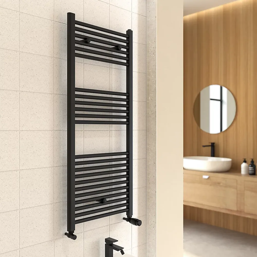 Sèche-Serviettes Eau Chaude|Kiamami Valentina Sèche-Serviettes De Salle De Bain En Acier Noir 60X150