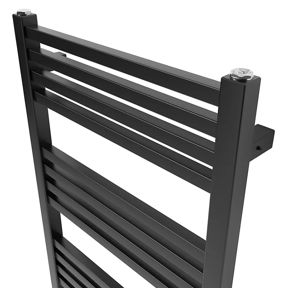 Sèche-Serviettes Eau Chaude|GoodHome Sèche-serviettes eau chaude en acier Duala noir 24 barres - 518 W