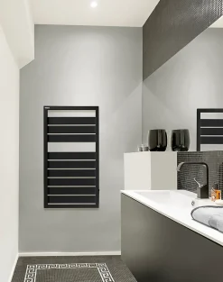 Sèche-Serviettes Eau Chaude|Acova Sèche-serviettes eau chaude noir en acier 432W + 2 patères, Astrakan