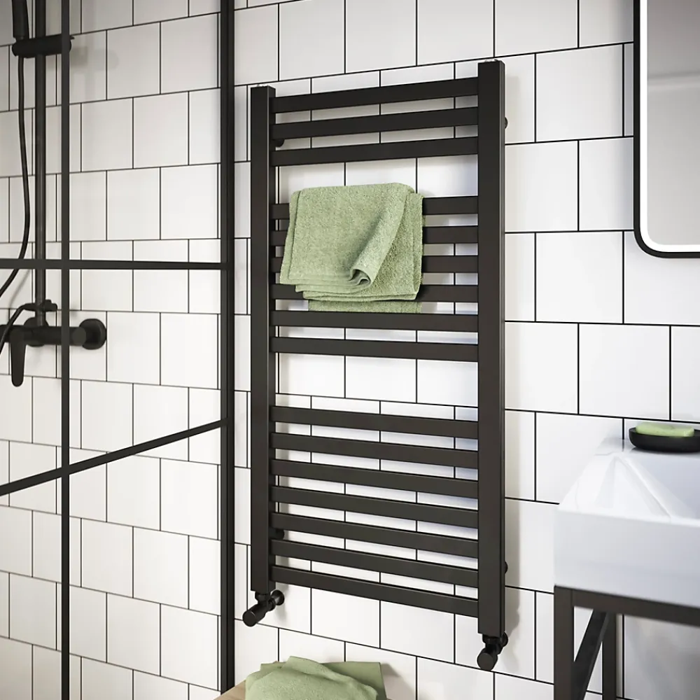 GoodHome Sèche-serviettes eau chaude en acier Aspley argent 413W
