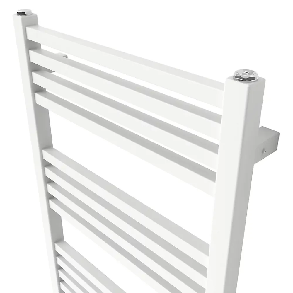 Sèche-Serviettes Eau Chaude|GoodHome Sèche-serviettes eau chaude en acier Duala blanc 24 barres - 518 W