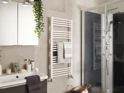 GoodHome Sèche-serviettes eau chaude en acier Duala blanc 20 barres - 438 W