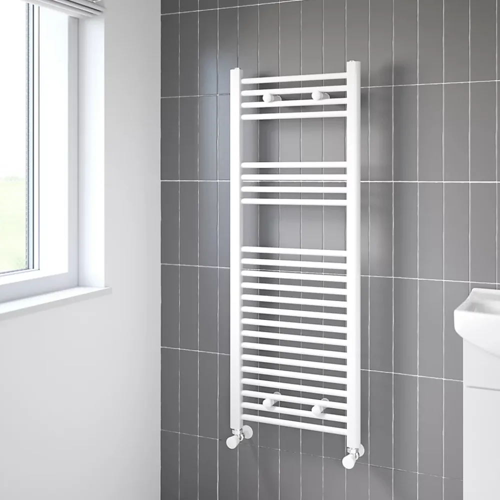 Sèche-Serviettes Eau Chaude|Flomasta Sèche-serviettes eau chaude plat en acier blanc 490W
