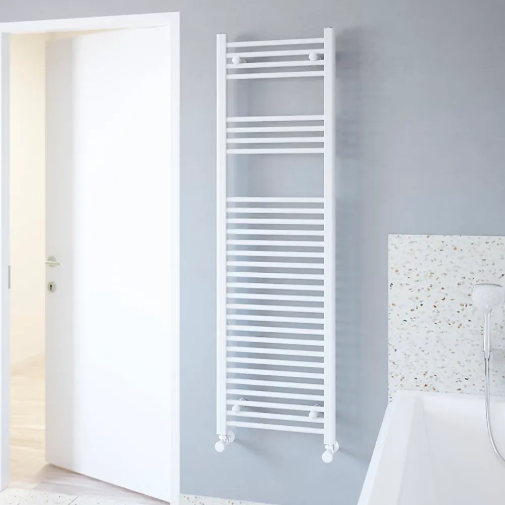 Sèche-Serviettes Eau Chaude|Flomasta Sèche-serviettes eau chaude plat en acier blanc 609W