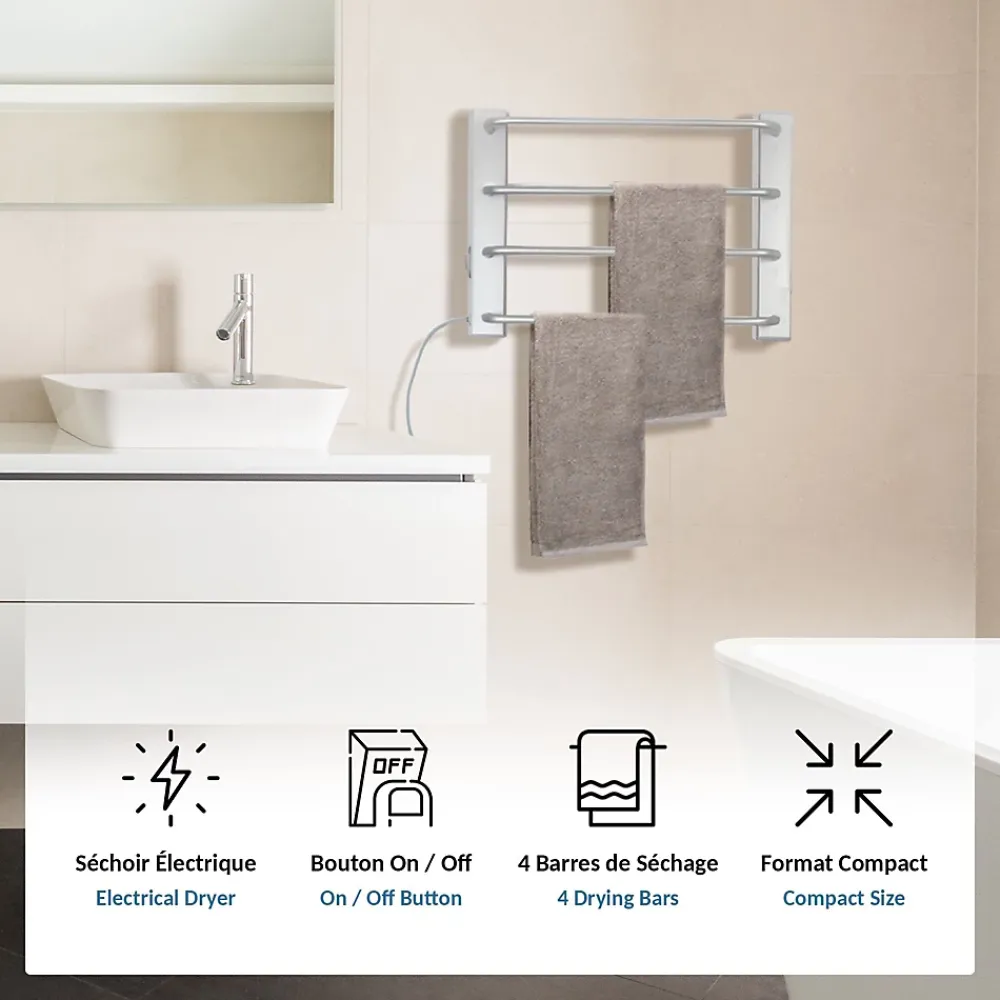 Sèche-Serviettes Électrique|Fishtec Sèche-Serviettes Electrique Salle de Bain 60 W