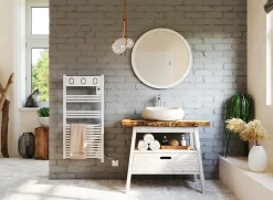 Sèche-Serviettes Soufflant|Sauter Sèche-serviettes électrique à inertie fluide Marapi tactile blanc 500W + soufflerie 1000W