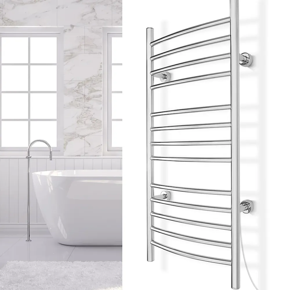 WarmlyYours Sèche-serviettes électrique chrome 150W , Dimensions: 101.6 cm x 45.7 cm