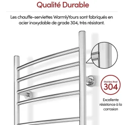 WarmlyYours Sèche-serviettes électrique chrome 150W , Dimensions: 101.6 cm x 45.7 cm