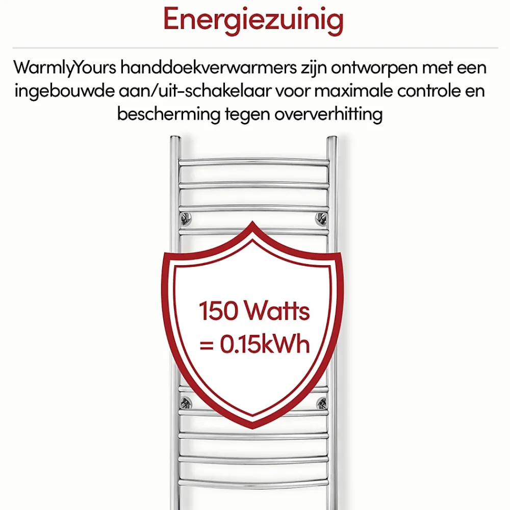 WarmlyYours Sèche-serviettes électrique chrome 150W , Dimensions: 101.6 cm x 45.7 cm