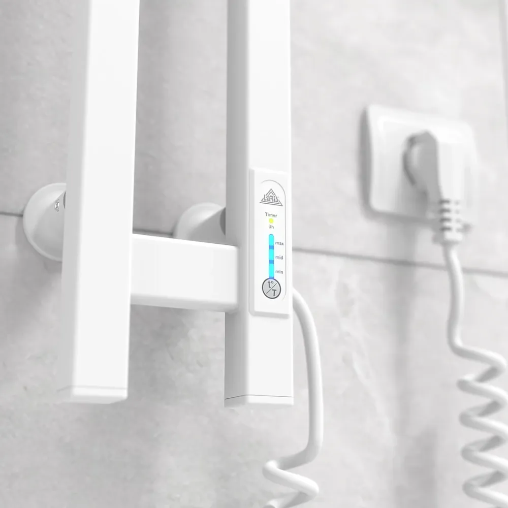 Sèche-Serviettes Électrique|Laris Sèche-serviettes électrique DUET 80x1200 avec minuterie ECO, 80W, Blanc