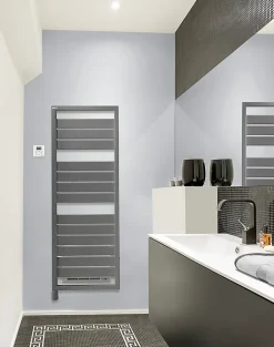 Sèche-Serviettes Soufflant|Acova Sèche-serviettes électrique à inertie fluide Astrakan +Air grey aluminium 750W + soufflerie 1000W