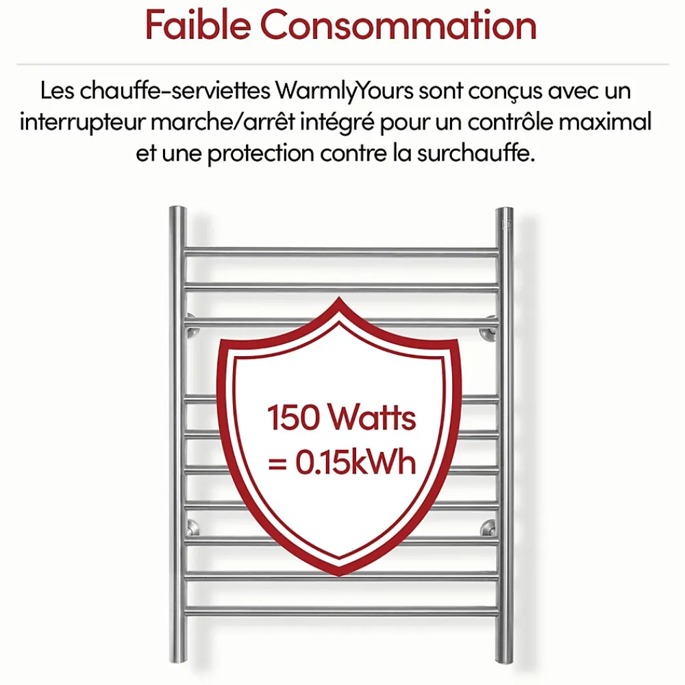 WarmlyYours Sèche-serviettes électrique brossé 150W , Dimensions: 81,2cm x 60 cm