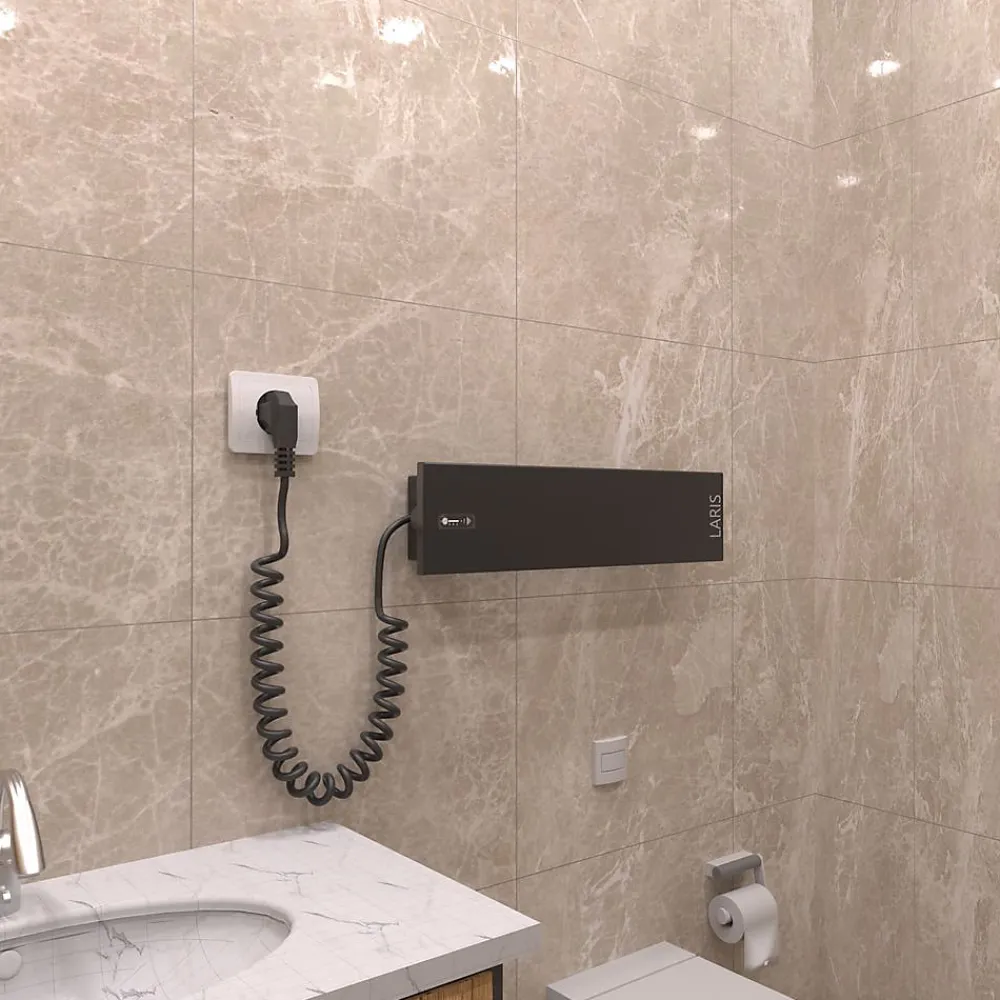 Laris Sèche-serviettes électrique SMART 400x100 avec minuterie ECO, 24W, Noir