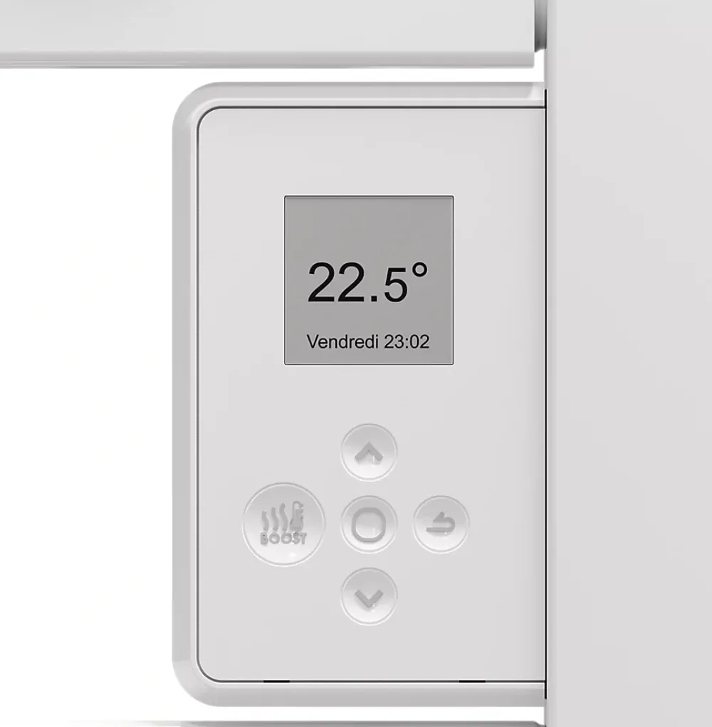 Sèche-Serviettes Soufflant|Sauter Sèche-serviettes électrique à inertie fluide Marapi tactile blanc 750W + soufflerie 1000W