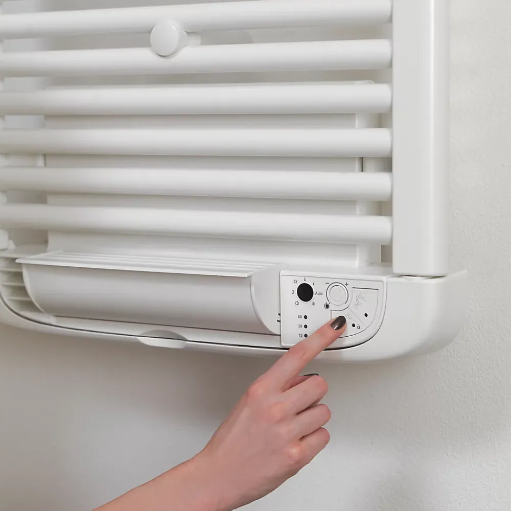Deltacalor Sèche-serviettes électrique à inertie fluide Stendino 500W + soufflerie 1000W blanc