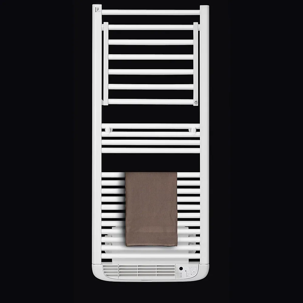 Deltacalor Sèche-serviettes électrique à inertie fluide Stendino 500W + soufflerie 1000W blanc