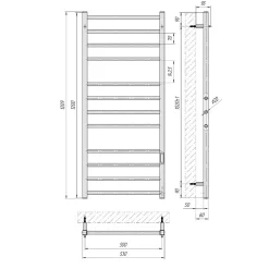 Laris Sèche-serviettes électrique ALFA 500x1200 avec minuterie ECO, 225W, Blanc