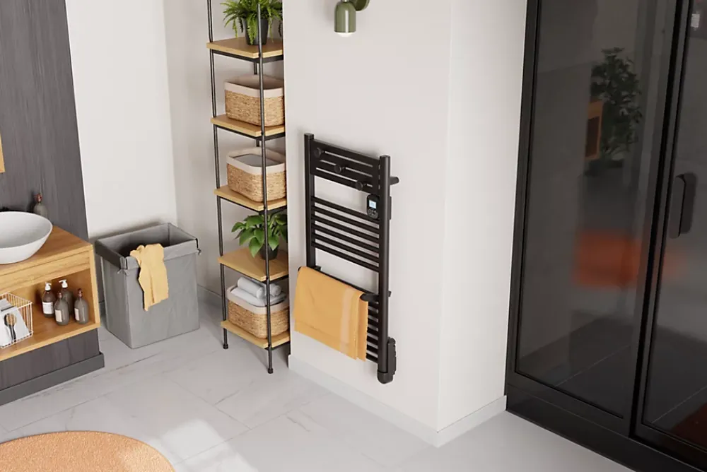 Noirot Sèche-serviettes électrique 750 W noir à inertie fluide, Actibain